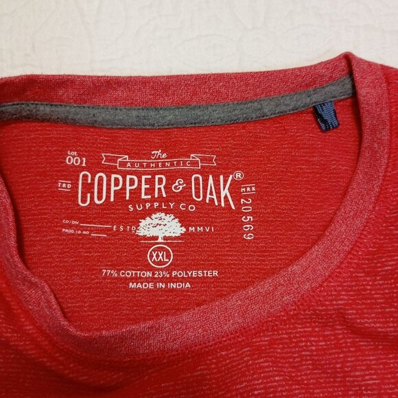 Copper & Oak T-Shirt Mens Red Heathered  XXL Cotton/Polyester Blend - Picture 2 of 7